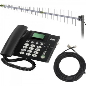 Kit Telefone Celular Fixo PROKS-50100 + Antena PQAG-4015 + Cabo 12mm PROKS-5040 Preto PROELETRONIC