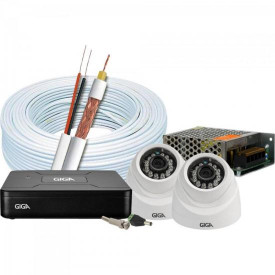 Kit HD DVR GS0082 e 2 Câmeras Dome GSHDP20DB GIGA